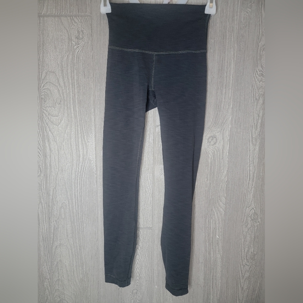 Lululemon High Rise Space Dye Leggings Charcoal Grey Size 2 Yoga Training